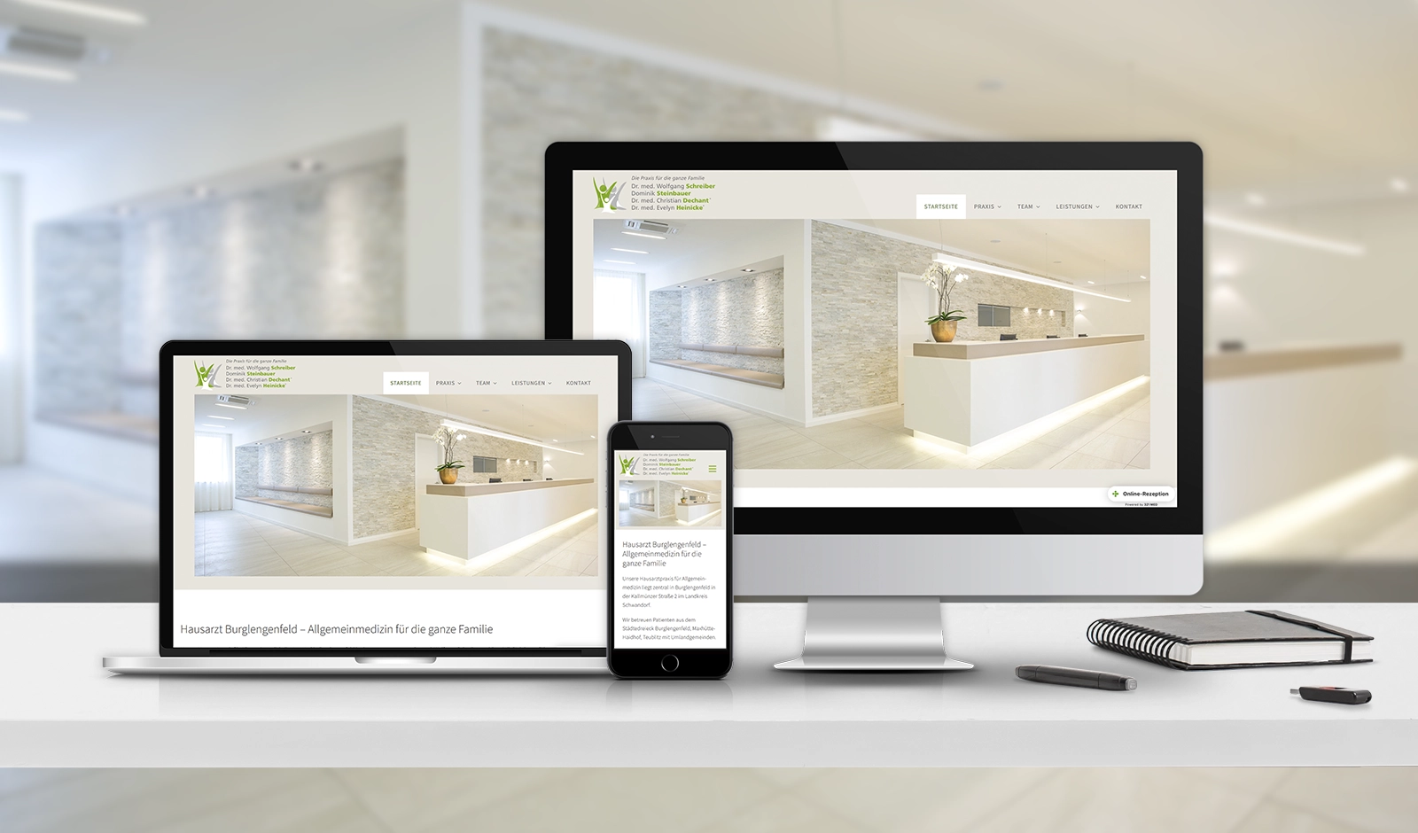 Website Homepage Design für Hausarztpraxis Dr. Schreiber / Steinbauer