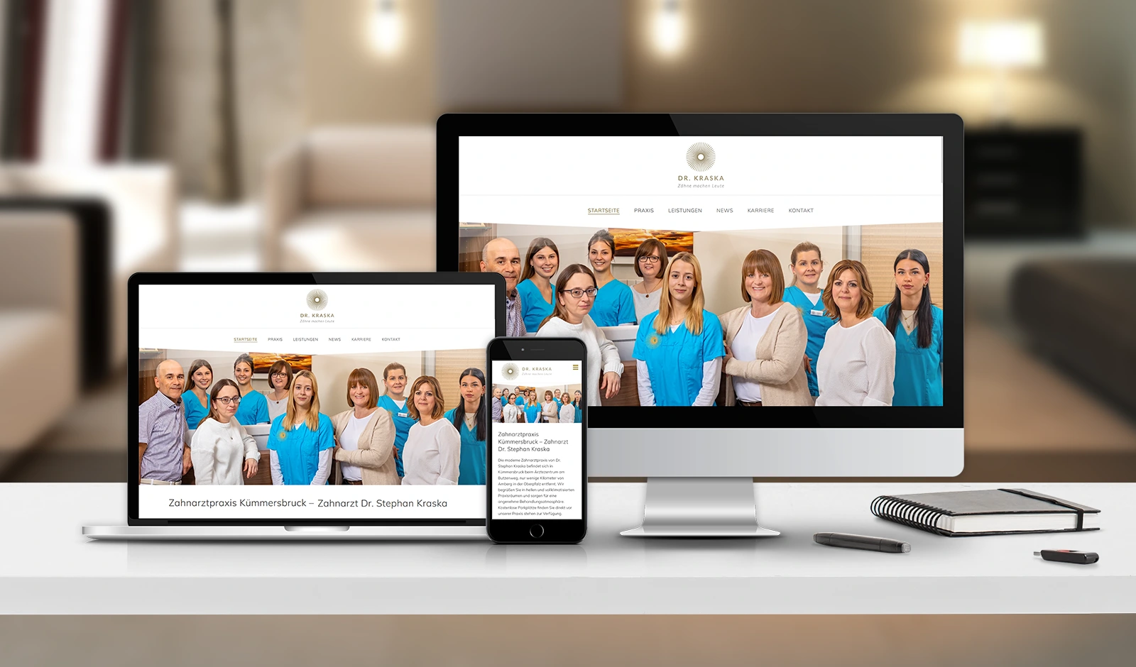 Mockup mit der Website von Zahnarztpraxis Kummersbrück Dr. Kraska