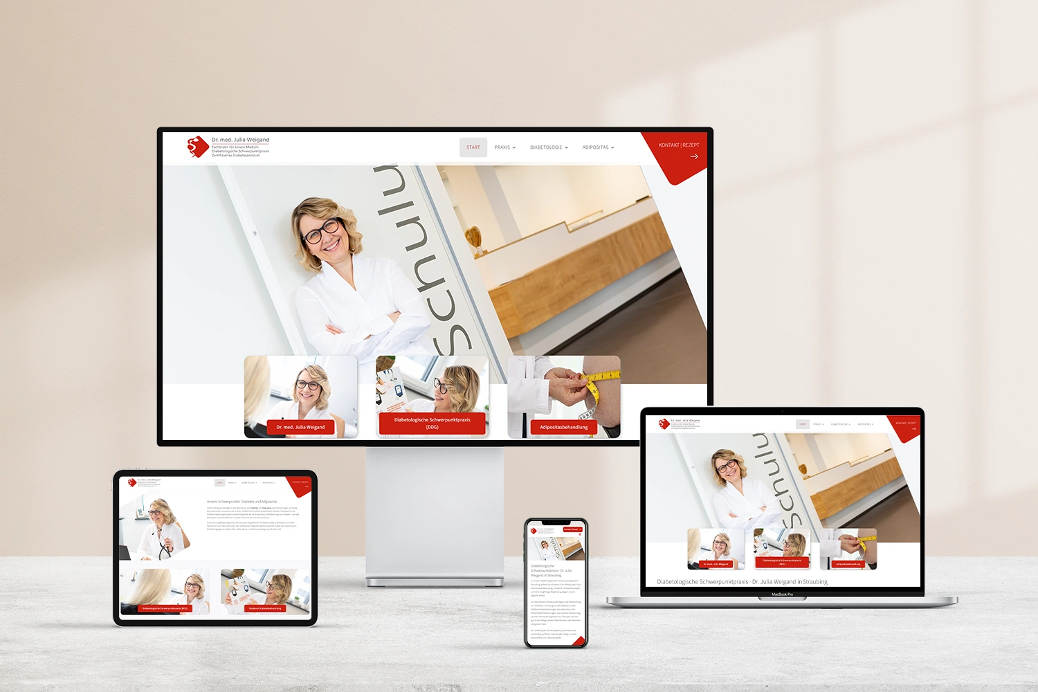 Hausärztliche und diabetologische Praxis Dr. Julia Weigand in Straubing, Webdesign