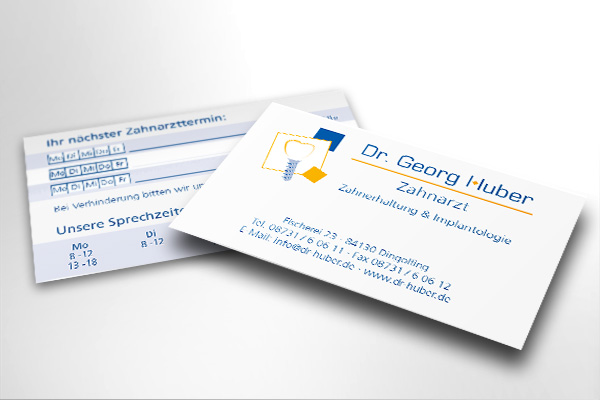 Zahnarzt Dr. Huber Georg Dingolfing Visitenkarte Design
