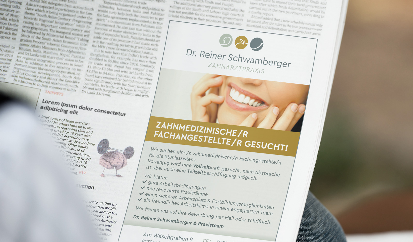 Zahnarzt Dr. Schwamberger Reiner in Weißenburg, Zeitungsanzeige