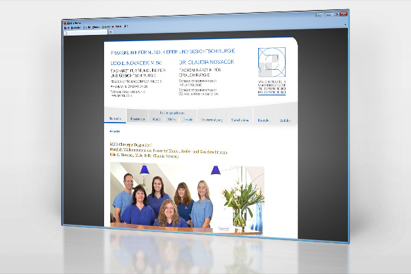 Website Homepage Design für MKG Praxisklinik Novacek / Dr. Novacek