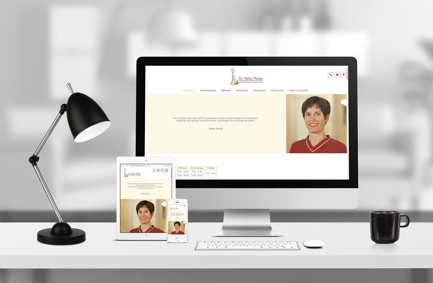 Website Homepage Design für Zahnarzt Dr. Pfeier Petra in Regensburg