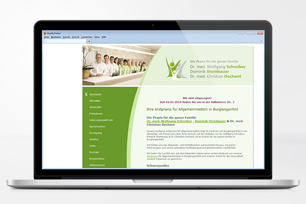 Website Homepage Design für Hausarztpraxis Dr. Schreiber / Steinbauer