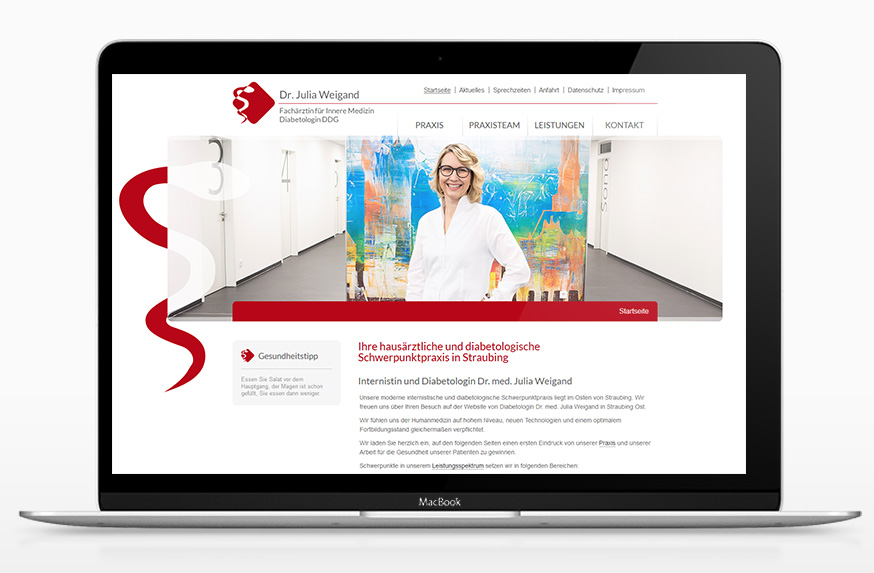Hausärztliche und diabetologische Praxis Dr. Julia Weigand in Straubing, Webdesign