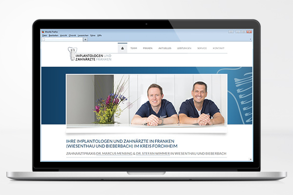 Website Homepage Design für Zahnärzte Dr. Wimmer & Dr. Mensing Forchheim