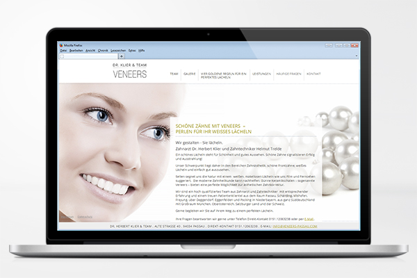 Zahnarztpraxis für Veneers und Zahnästhetik Dr. Herbert Klier in Passau, Webdesign