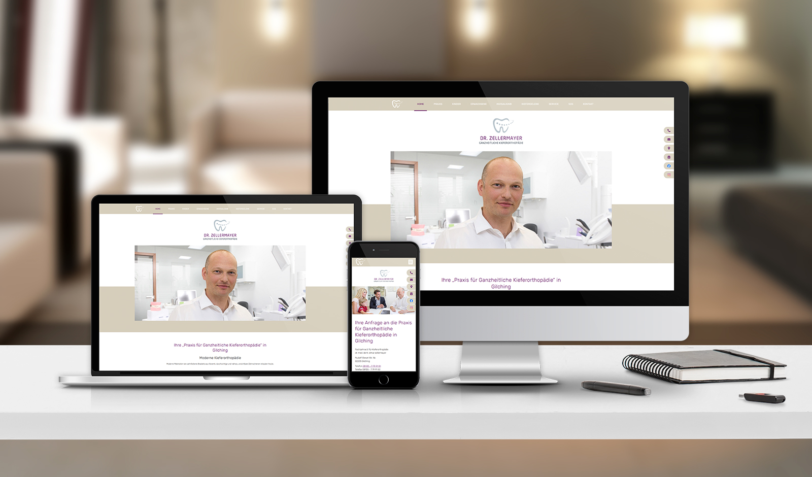Webdesign für die Praxis für Kieferorthopädie Dr. Elmar Zellermayer in München-Gilching