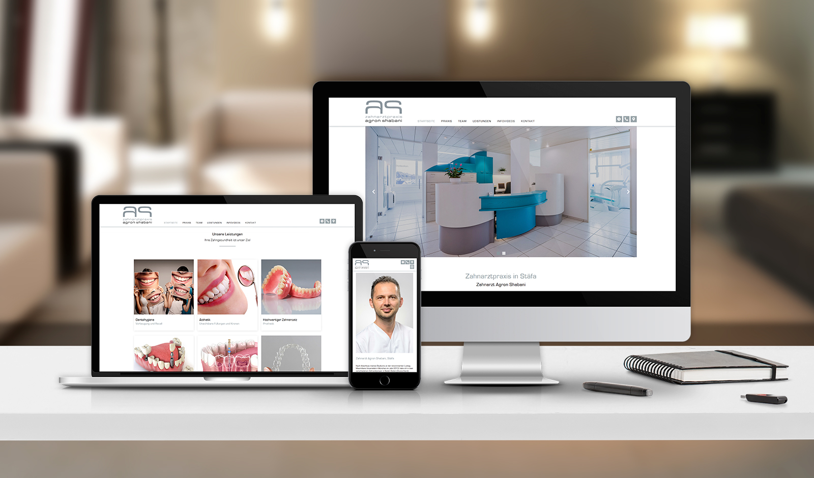 Webdesign für Zahnarztpraxis Agron Shabani in Stäfa Schweiz